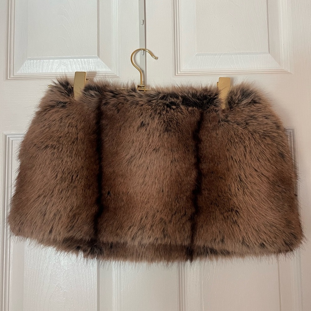 Faux Fur Brown Mini Skirt